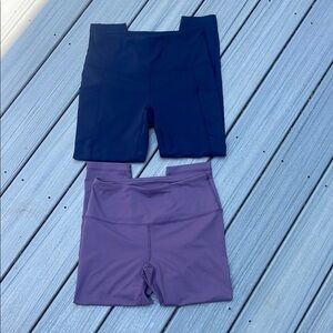 90 Degree By Reflex Women's Lavender and Navy Leggings 2 Pair Bundle size M